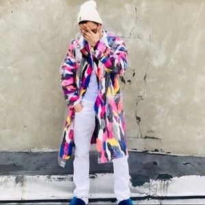 MULTI COLORED (FAUX) FUR JACKET